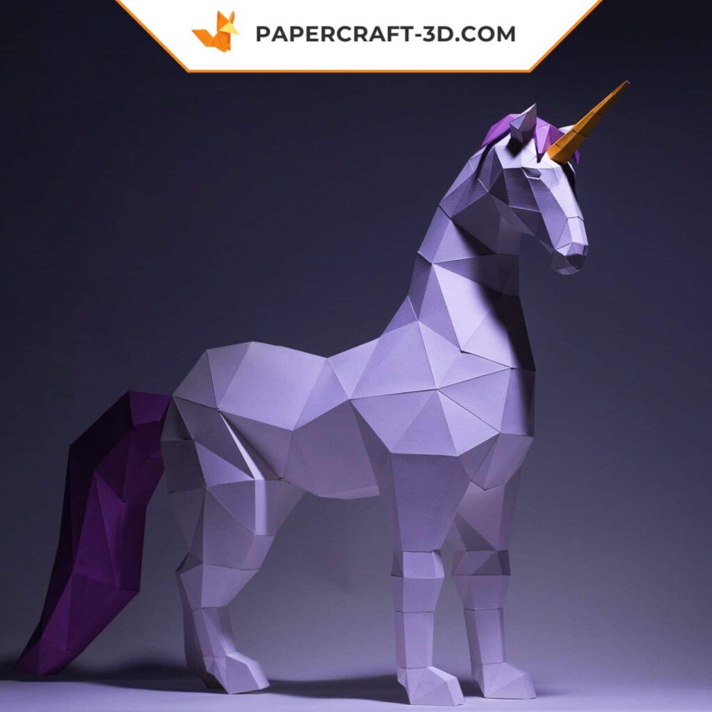 Papercraft licorne en origami 3D