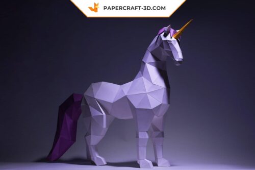 Papercraft Licorne en origami papier 3D, modèle numérique à télécharger