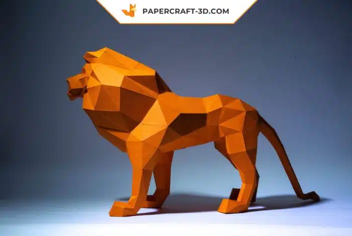 Papercraft Lion en origami papier 3D à faire soi-même