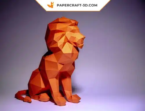 Papercraft lion origami papier 3D en téléchargement PDF DIY