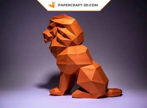 Papercraft lion origami papier 3D en téléchargement PDF DIY