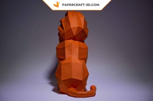 Papercraft lion origami papier 3D en téléchargement PDF DIY
