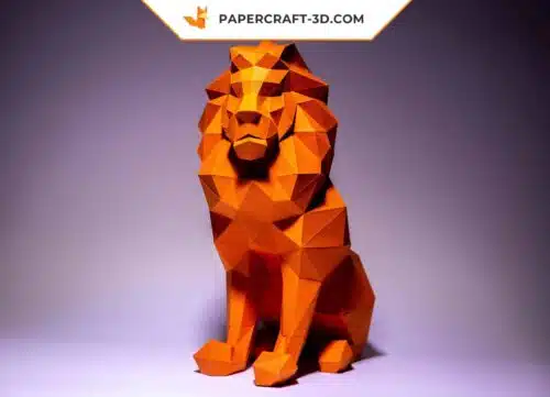 Papercraft lion origami papier 3D en téléchargement PDF DIY