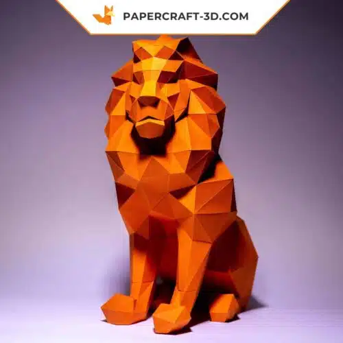 Papercraft sitzender Löwe in 3D-Origami