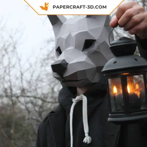 Papercraft loup masque origami papier 3D DIY pour carnaval, Halloween et masquerade