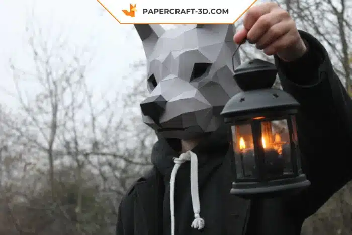 Papercraft loup masque origami papier 3D DIY pour carnaval, Halloween et masquerade