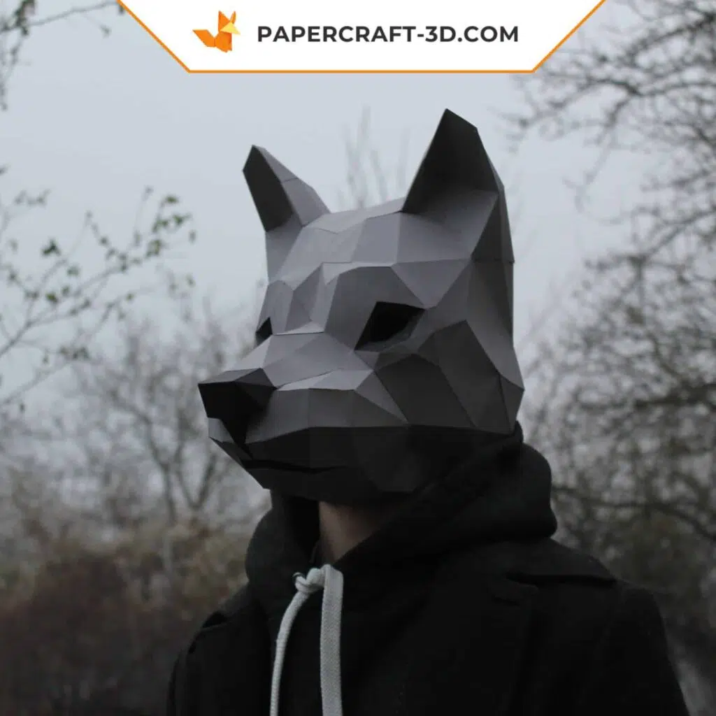 Papercraft masque de loup en origami 3D