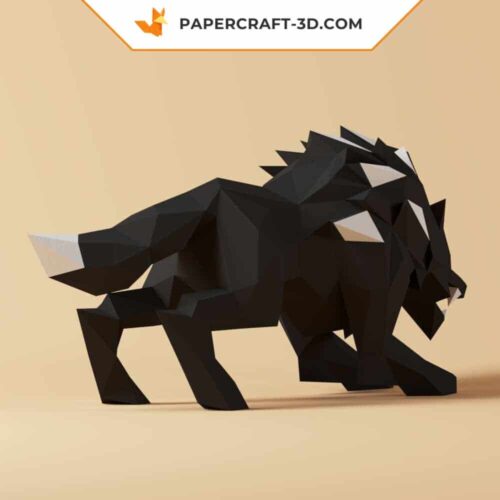 Papercraft loup origami en papier 3D abstrait