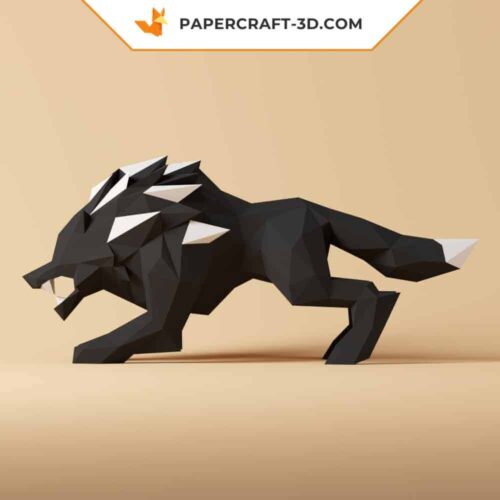 Papercraft loup origami en papier 3D abstrait