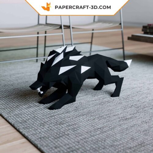 Papercraft loup origami en papier 3D abstrait
