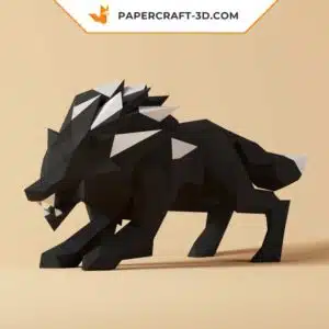 Papercraft loup origami en papier 3D abstrait