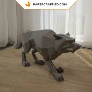 Papercraft loup origami papier 3D