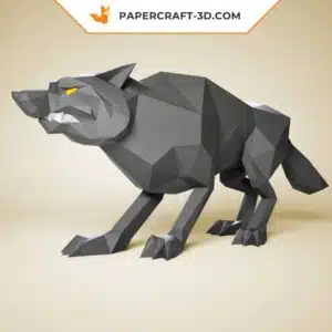 Papercraft loup origami papier 3D