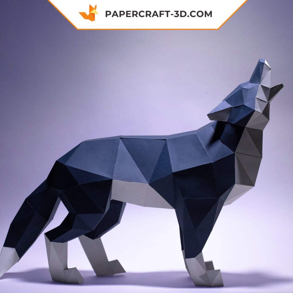 Papercraft de loup en origami 3D
