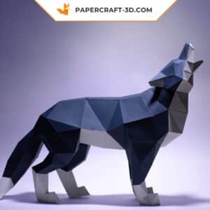 Papercraft loup origami papier 3D en poly basse résolution