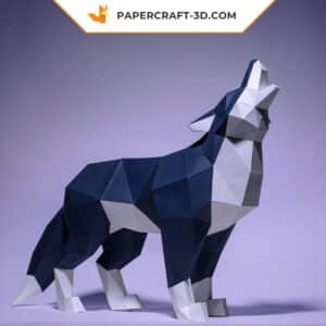 Papercraft loup origami papier 3D en poly basse résolution