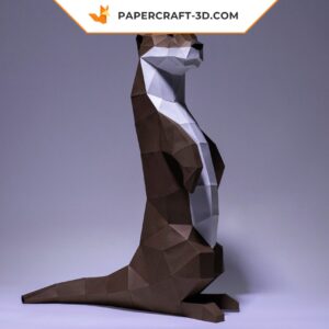 Papercraft loutre en origami de papier 3D à télécharger et fabriquer soi-même