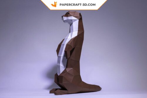 Papercraft loutre en origami de papier 3D à télécharger et fabriquer soi-même
