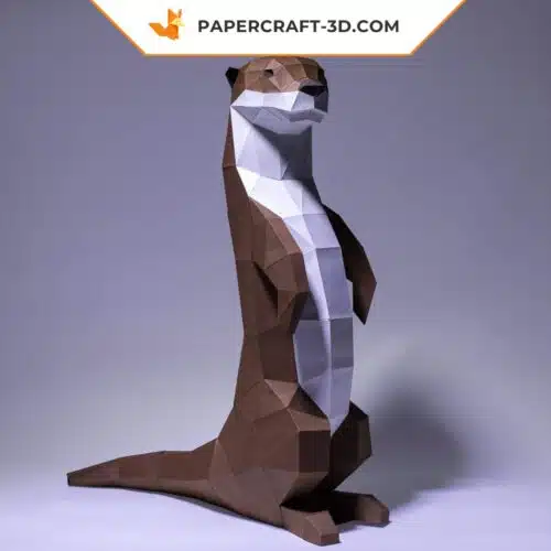 Papercraft loutre en origami de papier 3D à télécharger et fabriquer soi-même