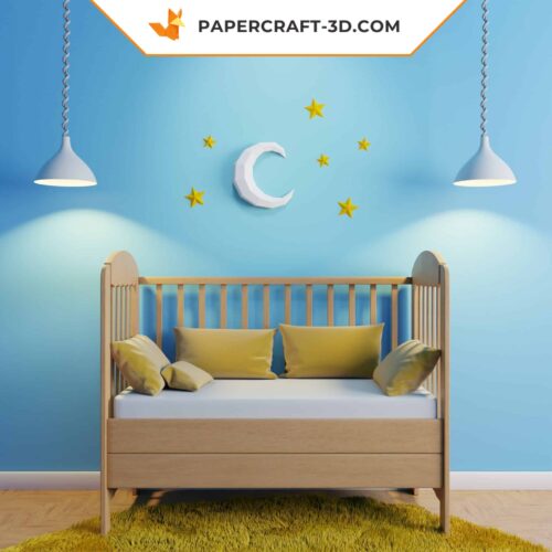 Papercraft lune et étoiles origami papier 3D DIY