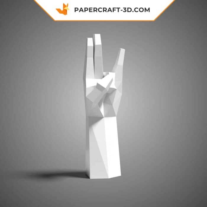 Papercraft main en posture 4 en origami papier 3D