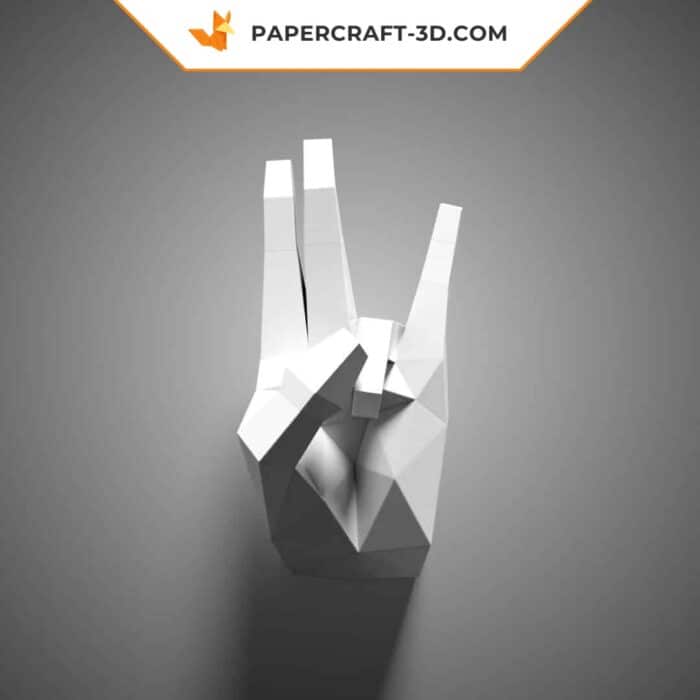 Papercraft main en posture 4 en origami papier 3D