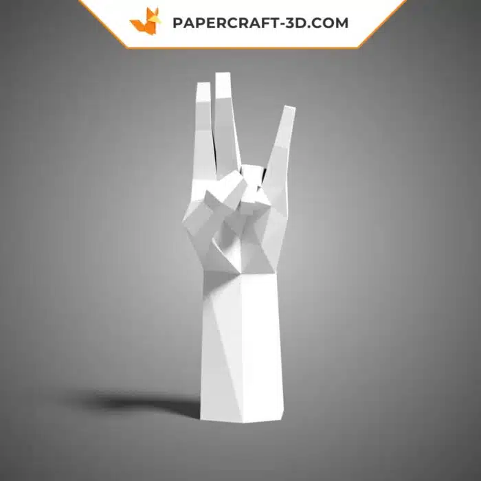 Papercraft main en posture 4 en origami papier 3D