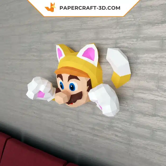 Papercraft Mario en origami papier 3D pour décoration murale