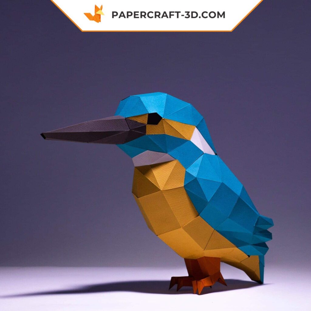 Papercraft martin-pêcheur en origami 3D