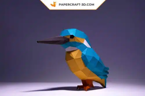 Papercraft Martin-pêcheur origami papier 3D modèle numérique DIY