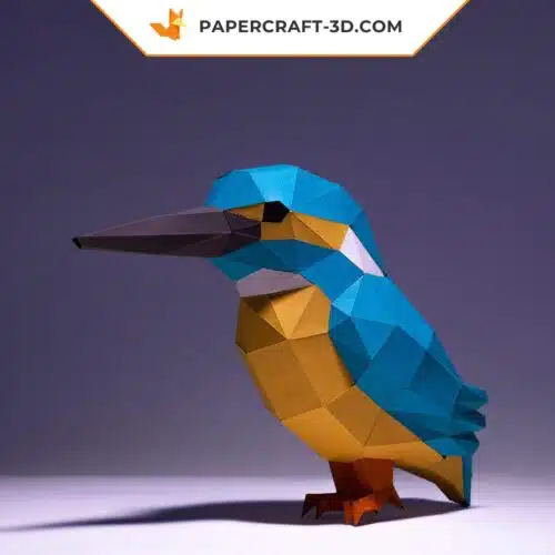 Papercraft Martin-pêcheur origami papier 3D modèle numérique DIY