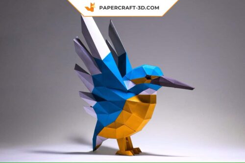 Papercraft Martin-pêcheur origami papier 3D modèle numérique DIY