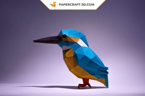 Papercraft Martin-pêcheur origami papier 3D modèle numérique DIY