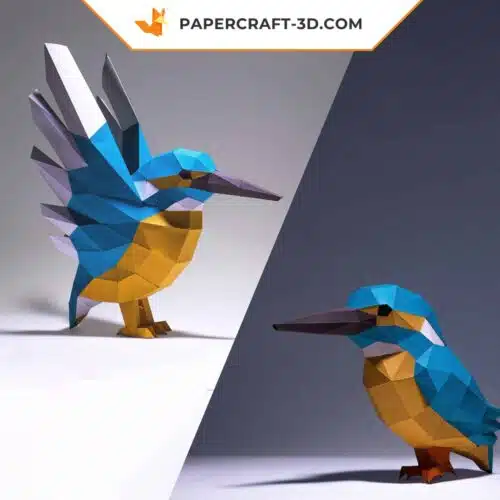 Papercraft Martin-pêcheur origami papier 3D modèle numérique DIY