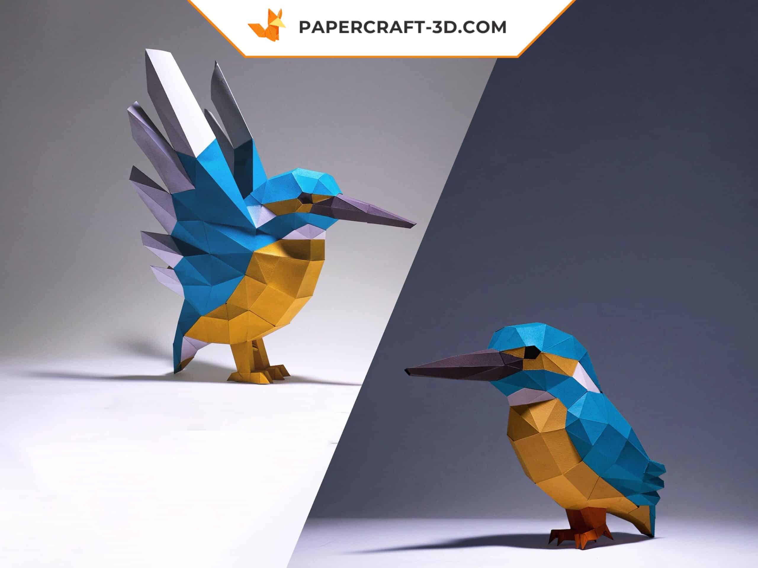 3D Origami Kingfisher Paper Bird Sculpture 3D Origami Kingfisher Paper Bird Sculpture