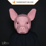 Papercraft masque de bouledogue français en origami papier 3D