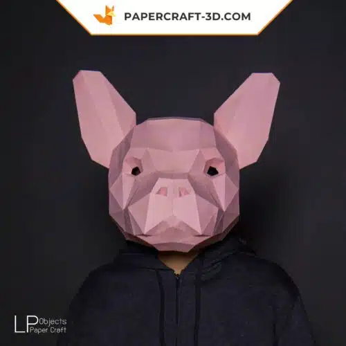 Papercraft bulldog mask in origami