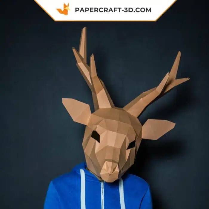 Papercraft masque de cerf origami papier 3D