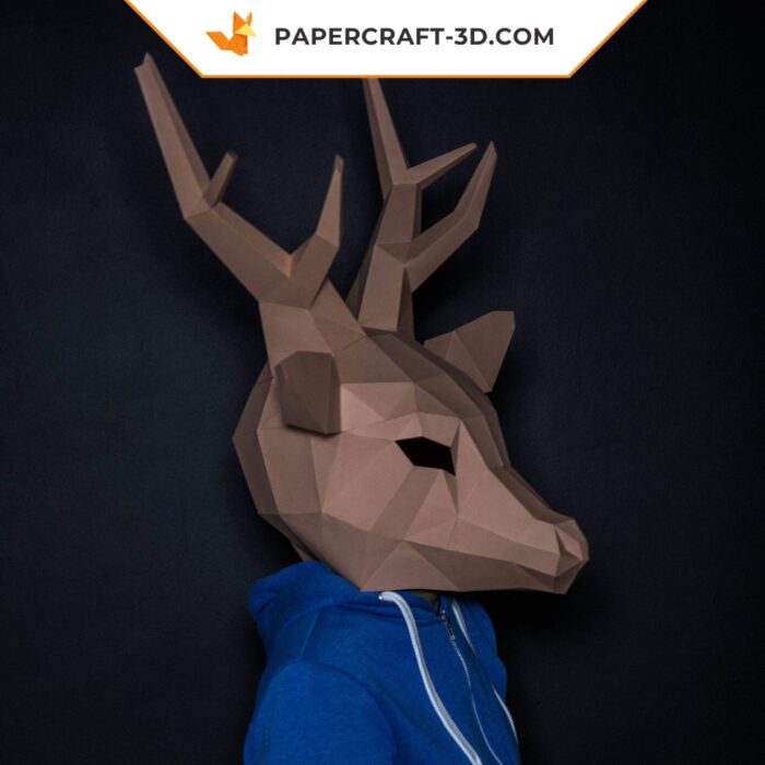 Papercraft masque de cerf origami papier 3D