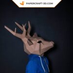 Papercraft masque de cerf origami papier 3D