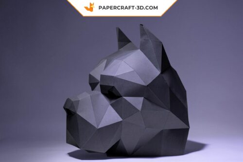 Papercraft masque de chien Pitbull en origami papier 3D