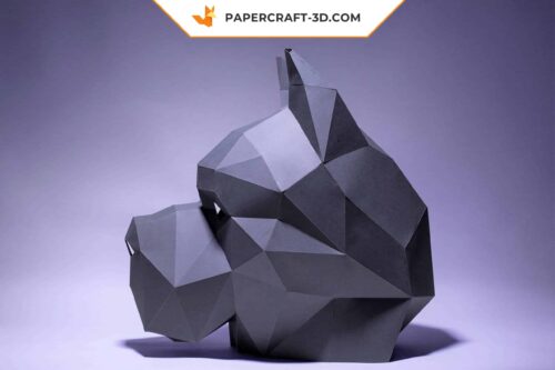 Papercraft masque de chien Pitbull en origami papier 3D