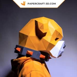 Papercraft Masque de Chien Taureau en papier 3D – Origami DIY à télécharger en PDF pour Halloween