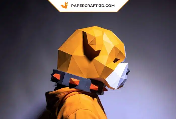 Papercraft Masque de Chien Taureau en papier 3D – Origami DIY à télécharger en PDF pour Halloween