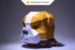 Papercraft Masque de Chien Taureau en papier 3D – Origami DIY à télécharger en PDF pour Halloween