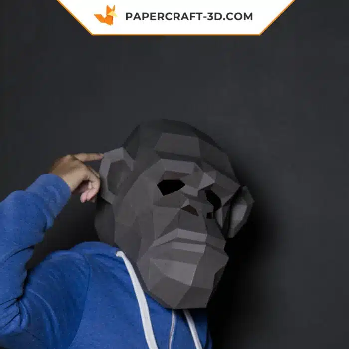 Papercraft Masque de Chimpanzé en origami papier 3D