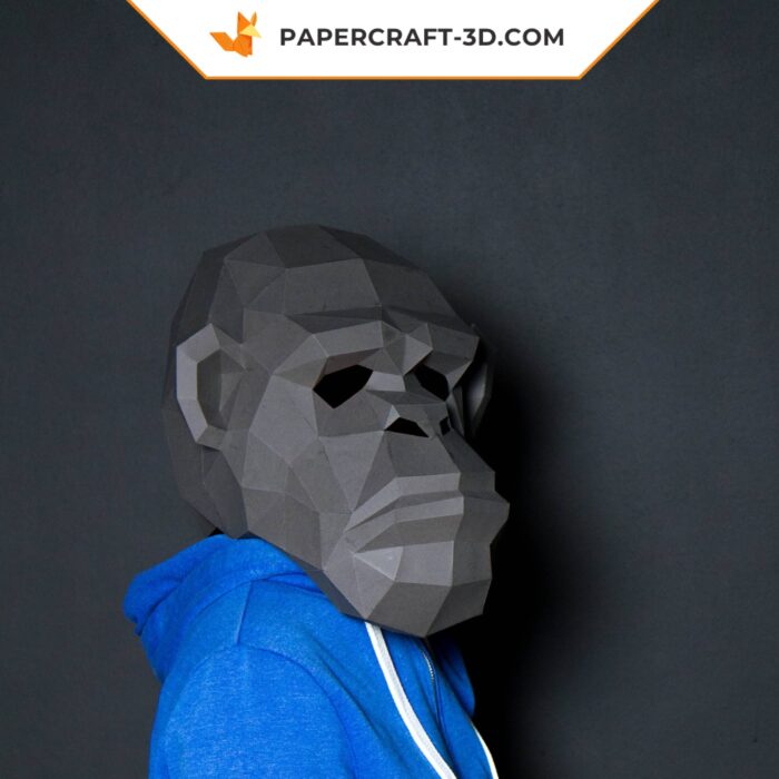 Papercraft Masque de Chimpanzé en origami papier 3D