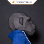 Papercraft Masque de Chimpanzé en origami papier 3D