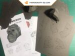 Papercraft Masque de Chimpanzé en origami papier 3D