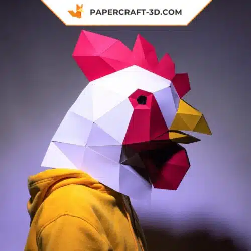 Papercraft máscara de gallo en origami